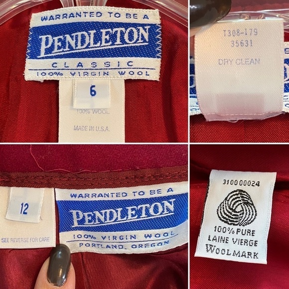 Pendleton Red 100% Virgin Wool 2 Pc. Suit Blazer Jacket Size 6 Skirt Size 12 - Picture 12 of 12
